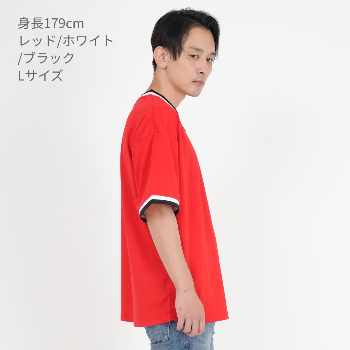 4.1オンス ドライアスレチック ルーズフィット ラインリブ Tシャツ | メンズ | 1枚 | 5927-01 | ホワイト/ホワイト/ブラック