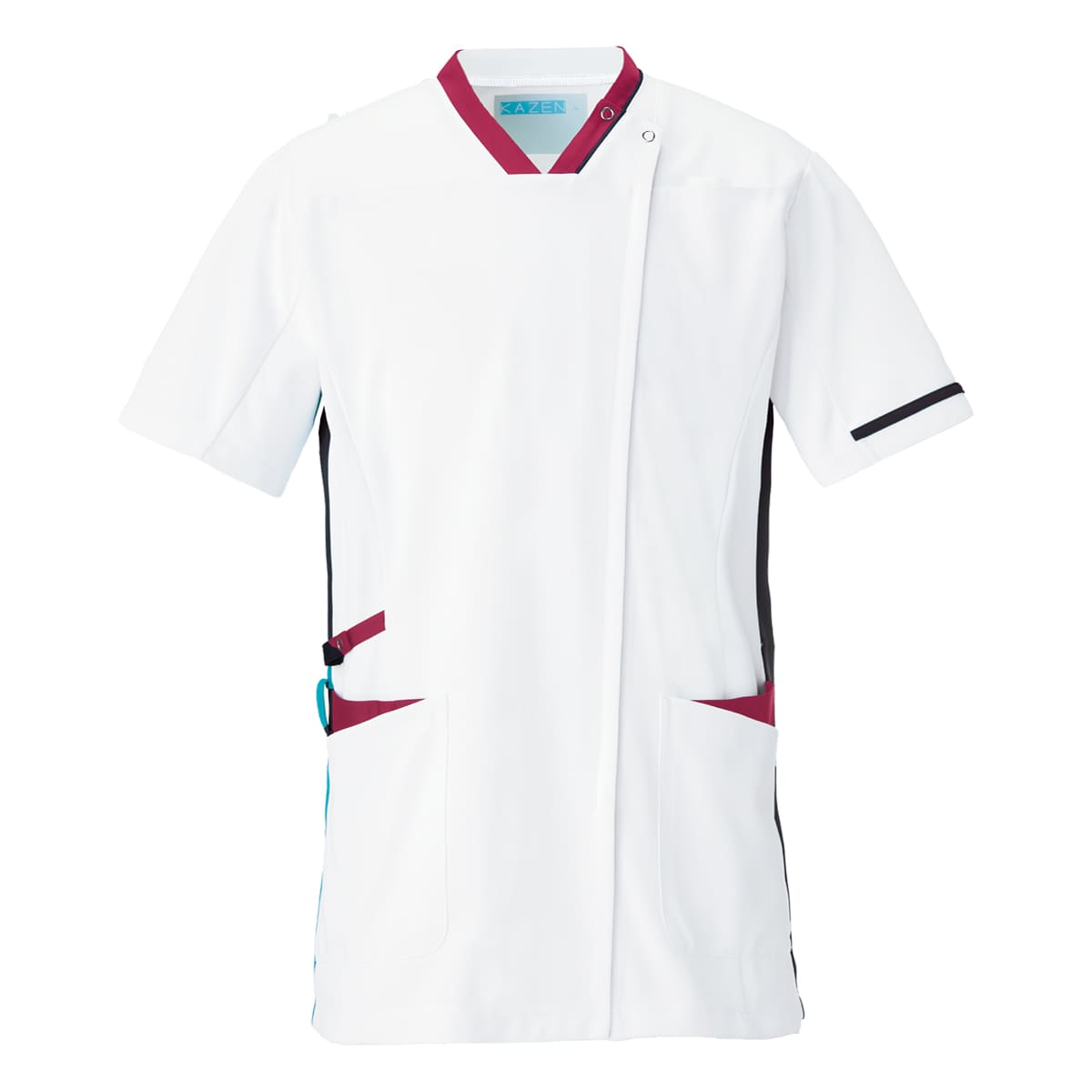 スクラブジャケット半袖(男女兼用) | ユニフォーム | 1枚 | 998 | ホワイトxプラムxネイビー