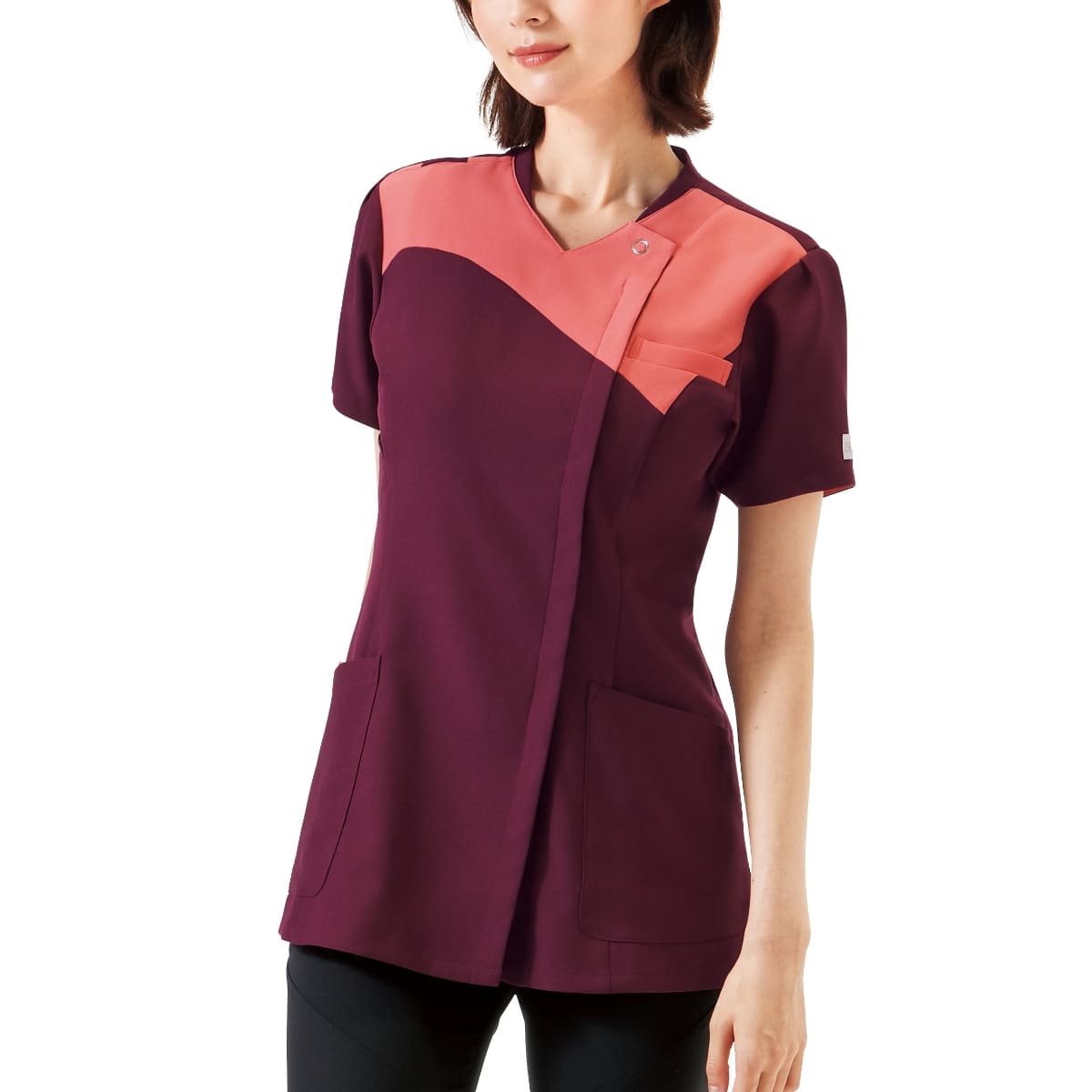 レディスジップスクラブ(Wacoal HI collection) | メディカルウェア | 1枚 | HI712 | バーガンディ×リリスピンク