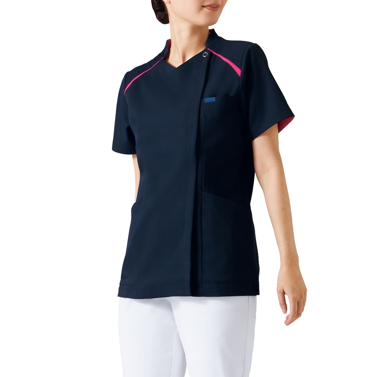 レディスジップスクラブ | 医療介護ユニフォーム | 1枚 | 7068SC | ピンク×ダークネイビー