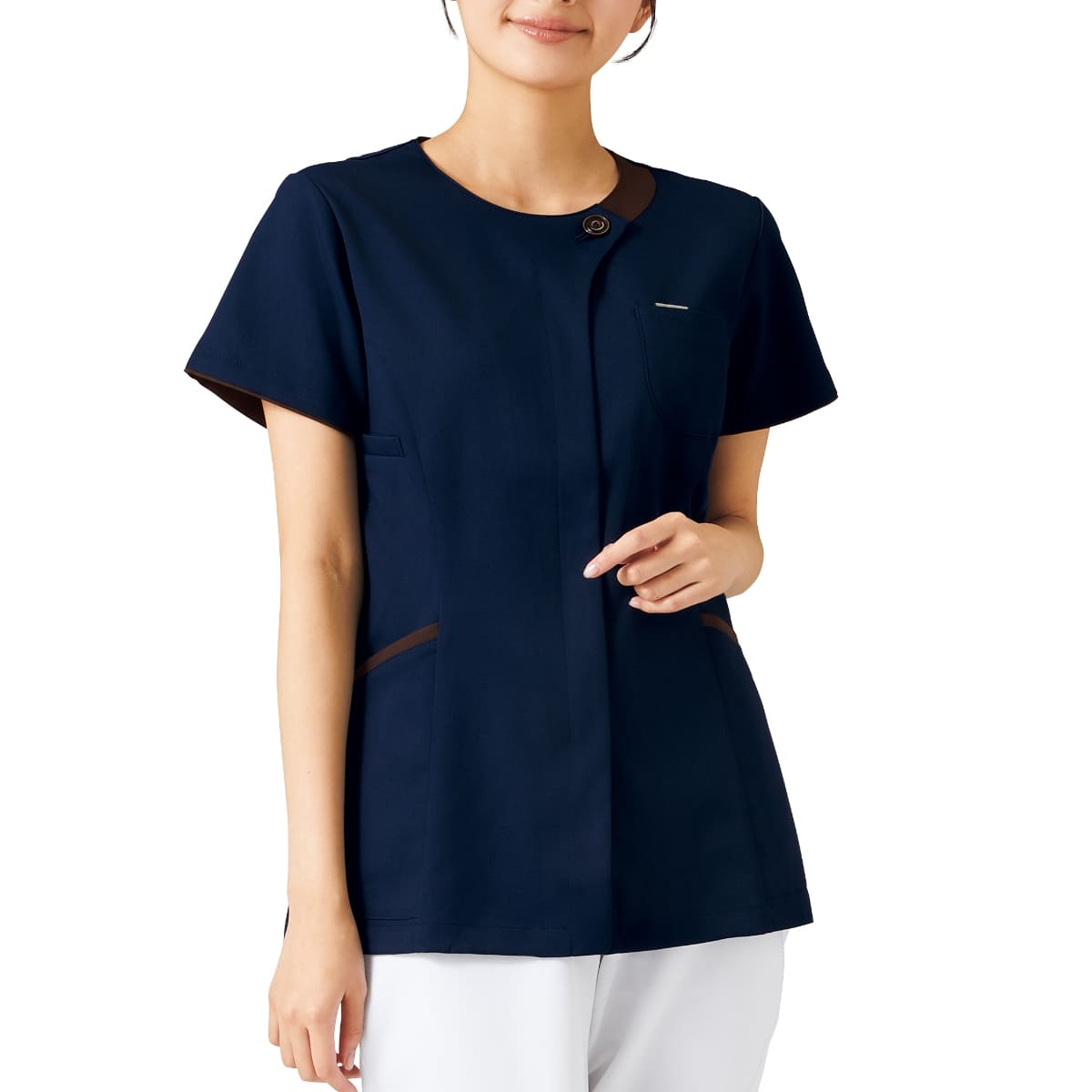 レディスジップスクラブ | 医療介護ユニフォーム | 1枚 | 7069SC | ブラック×バーガンディ