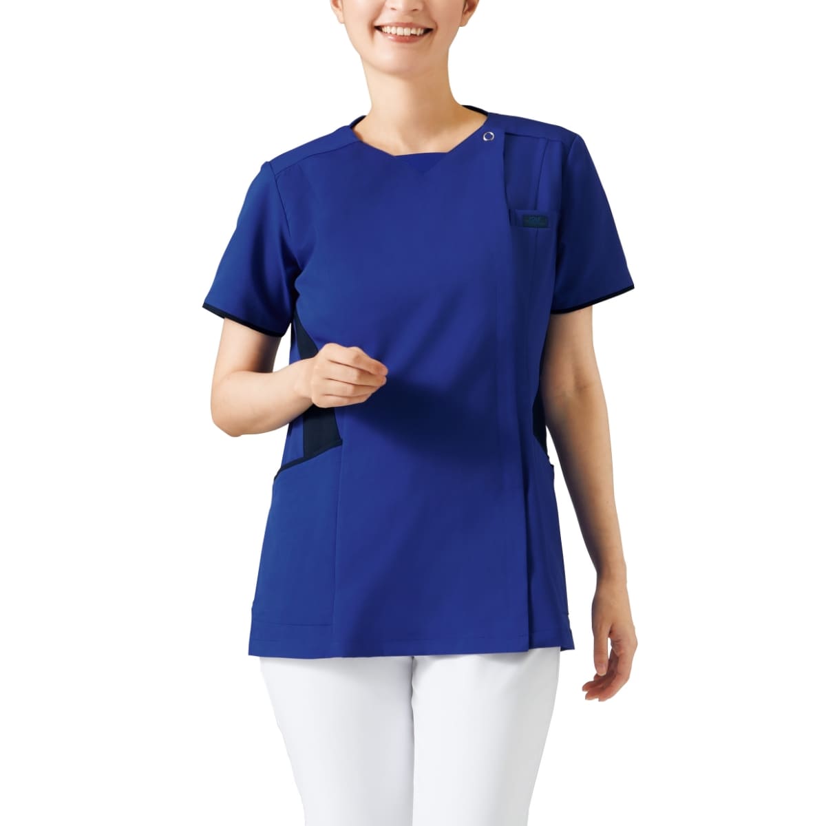 レディスジップスクラブ | 医療介護ユニフォーム | 1枚 | 7078SC | ミディアムブルー×ダークネイビー