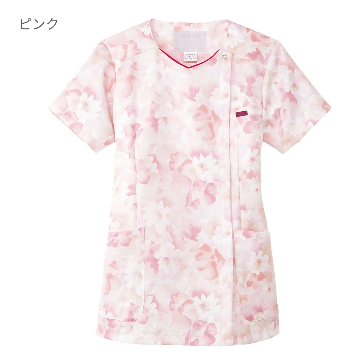 花柄ジップスクラブ | 医療介護ユニフォーム | 1枚 | 7034SC | ブルー