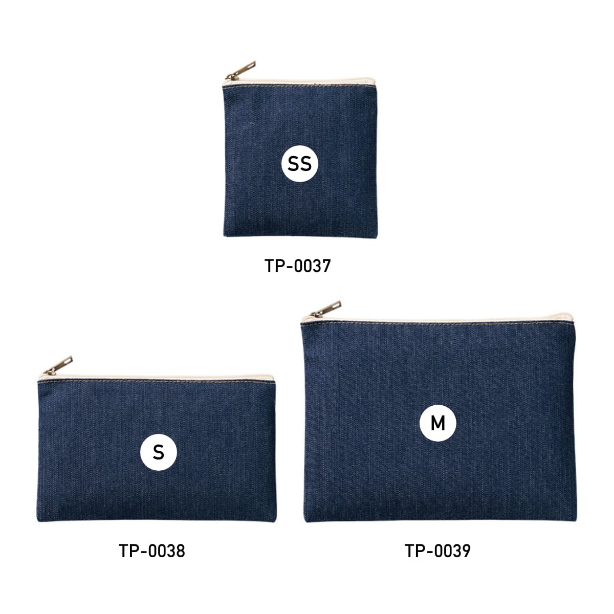 デニムフラットポーチ(S) | ノベルティ(小物) | 1枚 | TP-0038 | インディゴ