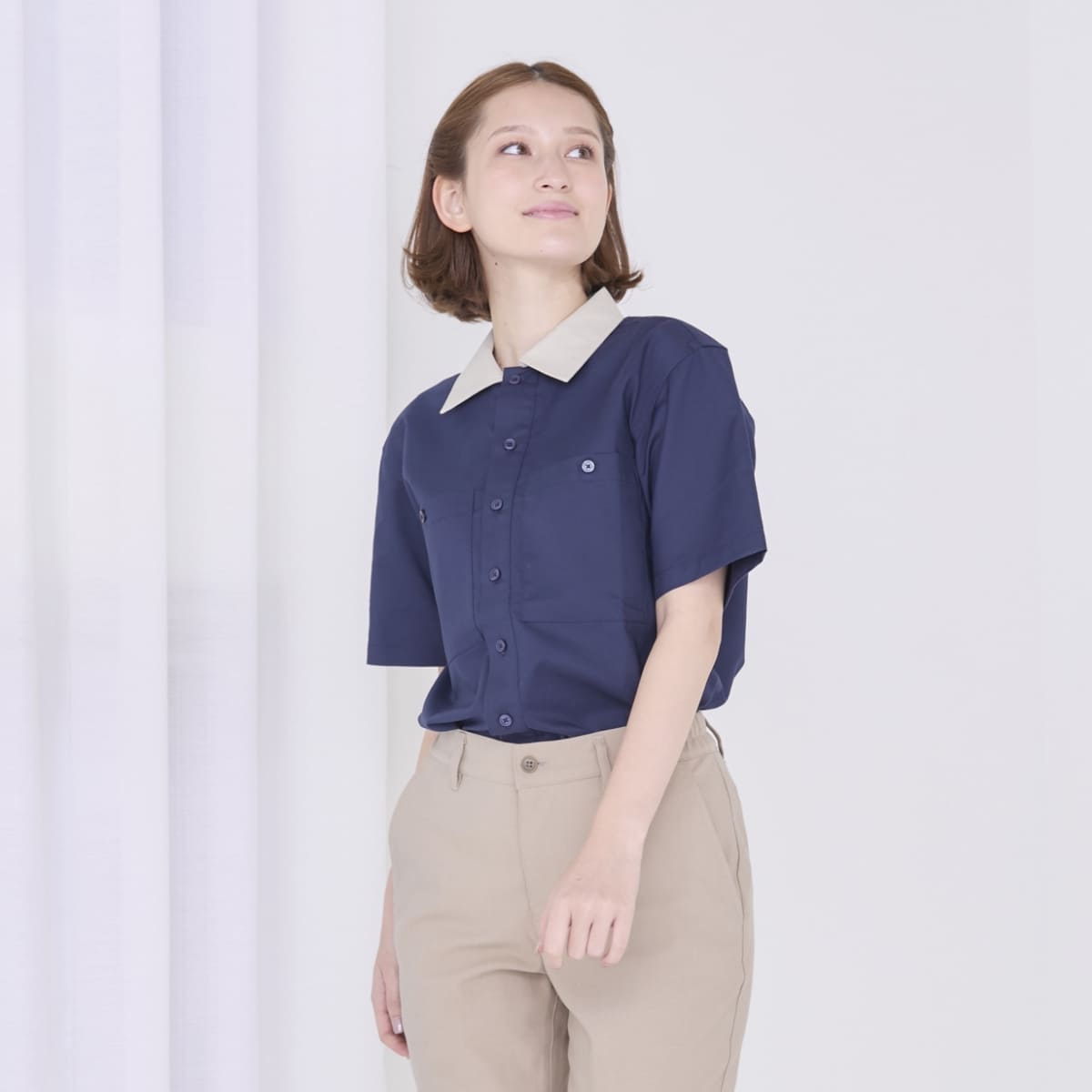 ユニセックスポロシャツ(ポリジン加工) | 介護服(福祉・ケア) | 1枚 | BKB4502 | ネイビー×グレー