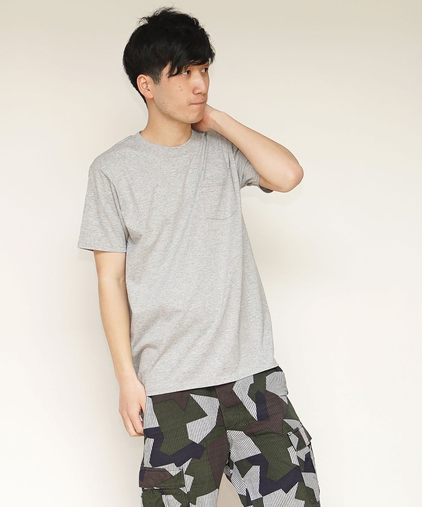 ポケット付きパックTシャツ2枚セット | メンズ | 02T | 3930PHD2 | ホワイト×アスレチックヘザー