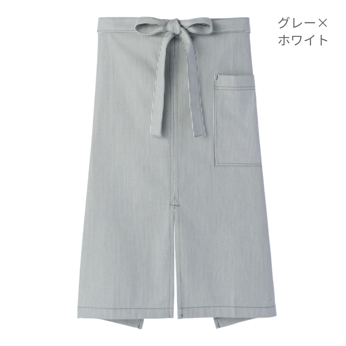 ヒッコリーストライプエプロン | カフェ・飲食店制服 | 1枚 | FK7062 | グレー×ホワイト