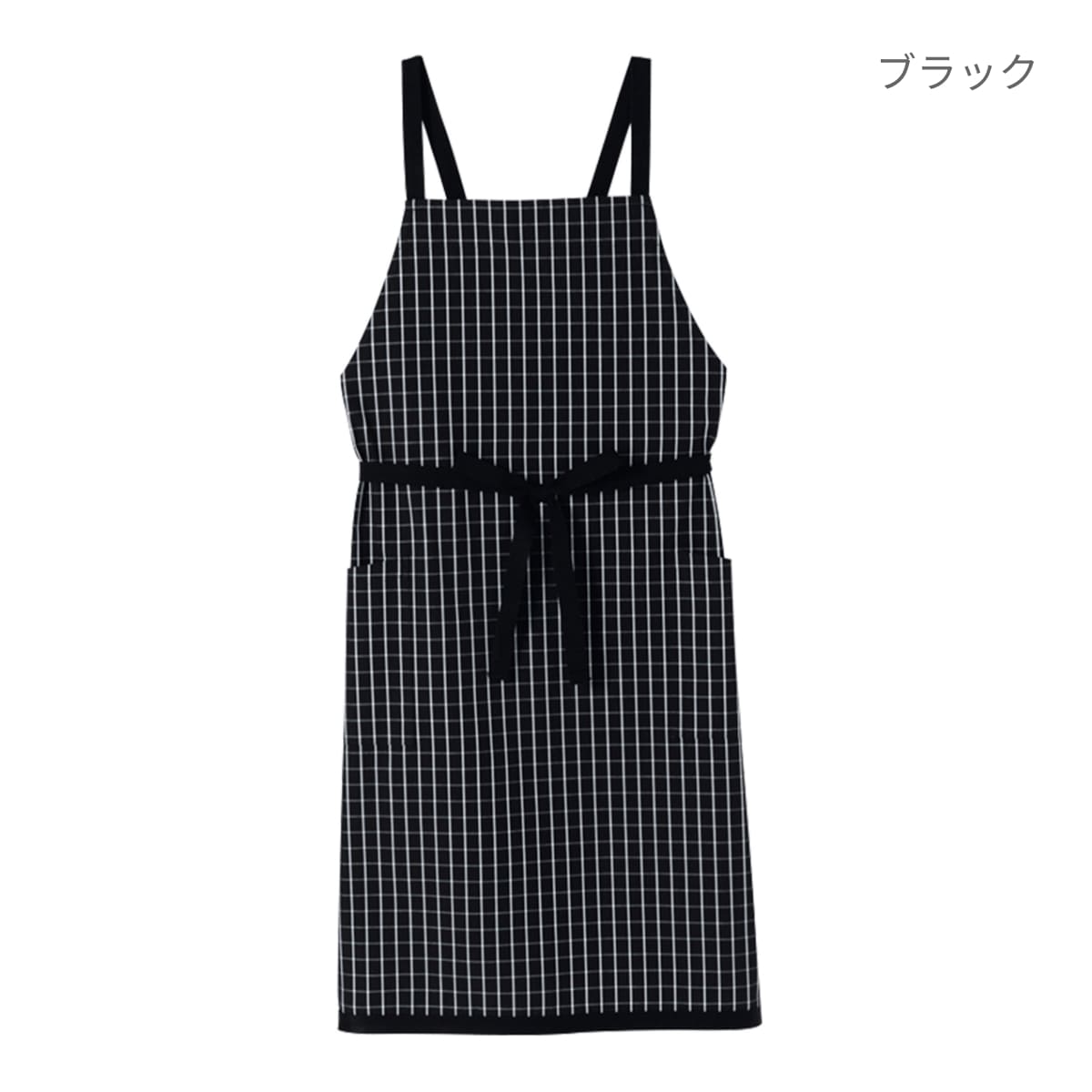 チェック柄胸当てエプロン | カフェ・飲食店制服 | 1枚 | FK7121 | ブラウン