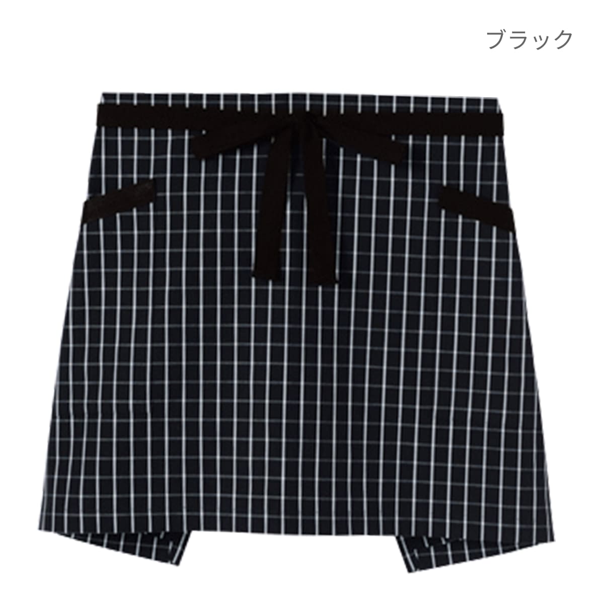 チェック柄ショートエプロン | カフェ・飲食店制服 | 1枚 | FK7125 | ブラック