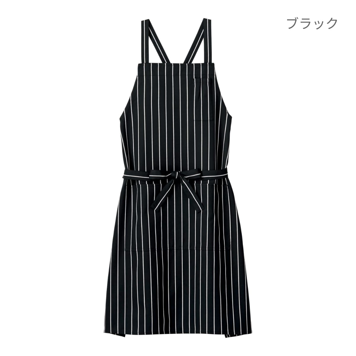 バッククロス胸当てエプロン(ストライプ) | カフェ・飲食店制服 | 1枚 | FK7161 | グリーン