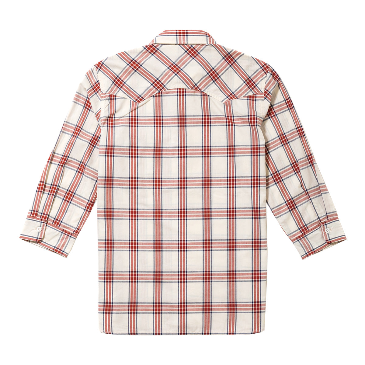 レディースウエスタンチェック七分袖シャツ | カフェ・飲食店制服 | 1枚 | LCS43007 | レッド×ネイビー