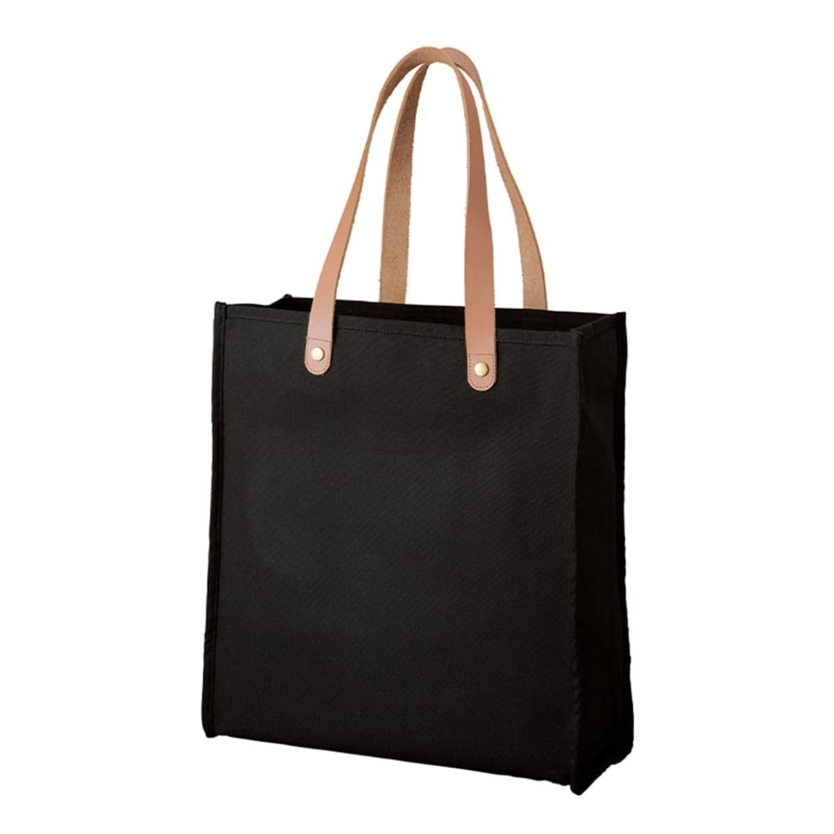 厚手キャンバス レザーハンドルスクエアトート | ノベルティ(小物) | 1枚 | TR-1150 | ナイトブラック