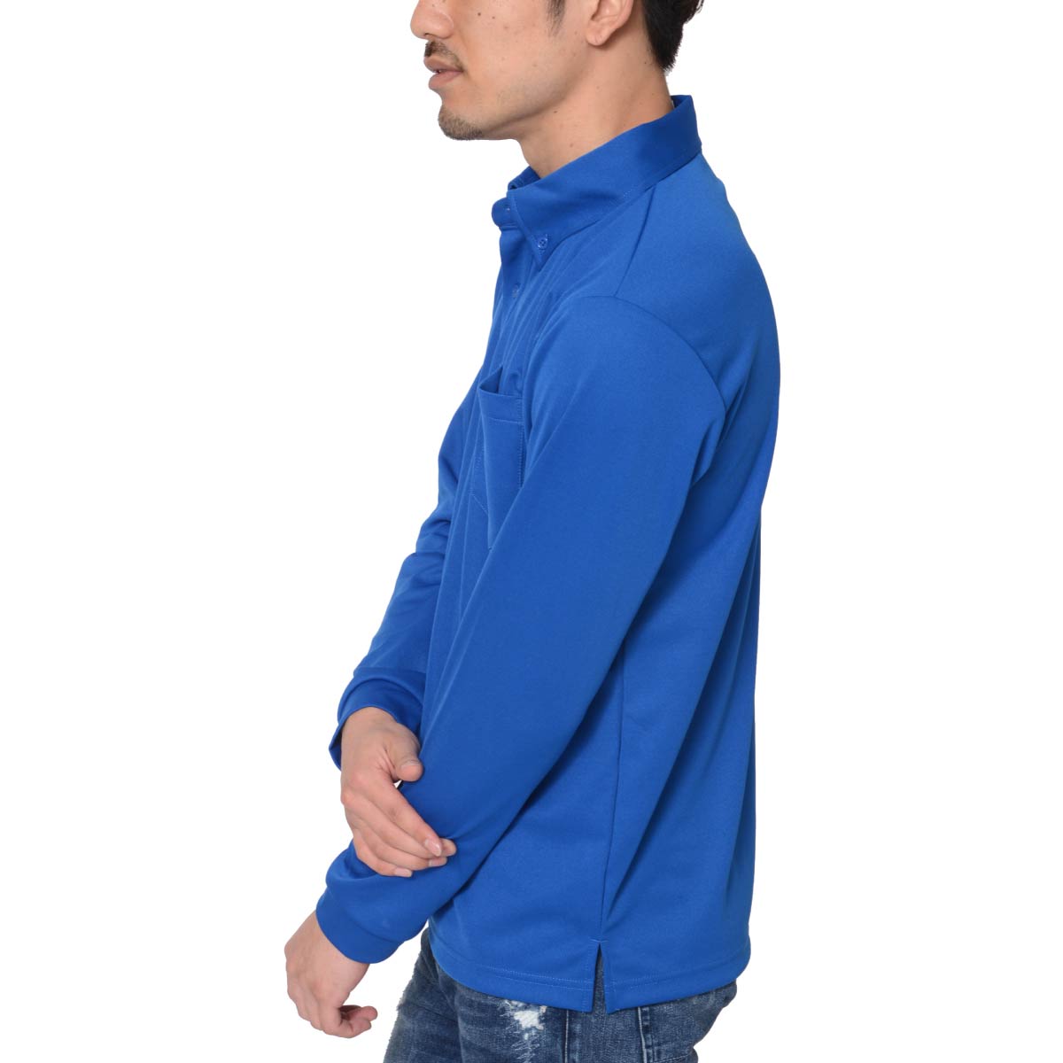 4.4オンス ドライボタンダウン長袖ポロシャツ | ビッグサイズ | 1枚 | 00314-ABL | シルバーグレー