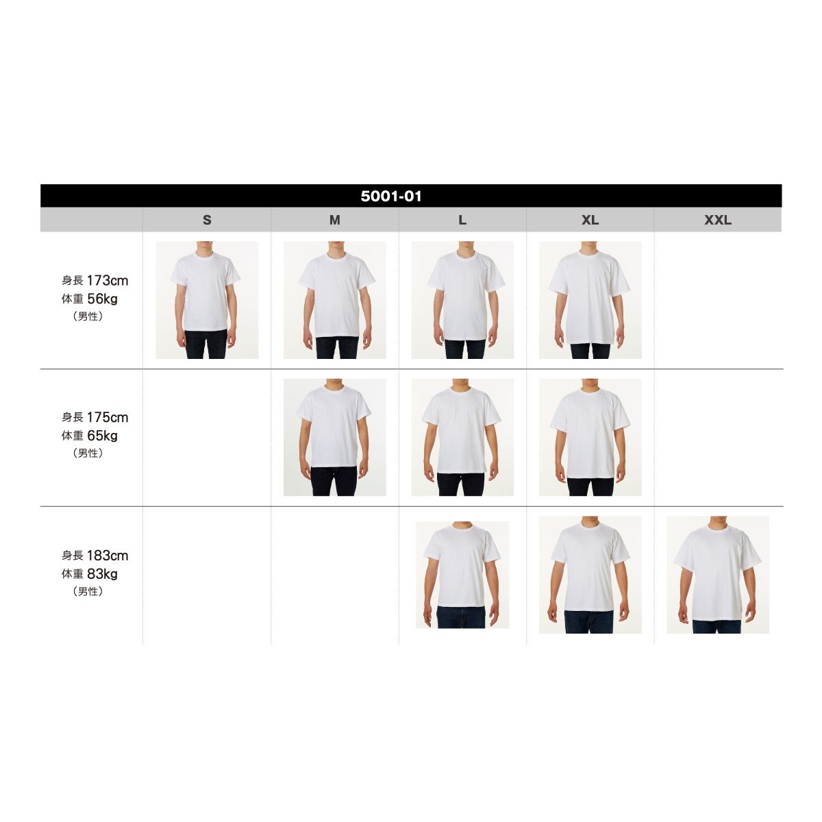 5.6オンス ハイクオリティーTシャツ | メンズ | 1枚 | 5001-01 | ホワイト