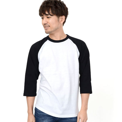 5.6オンス ラグラン3/4スリーブ Tシャツ | メンズ | 1枚 | 5045-01 | ホワイト/ネイビー