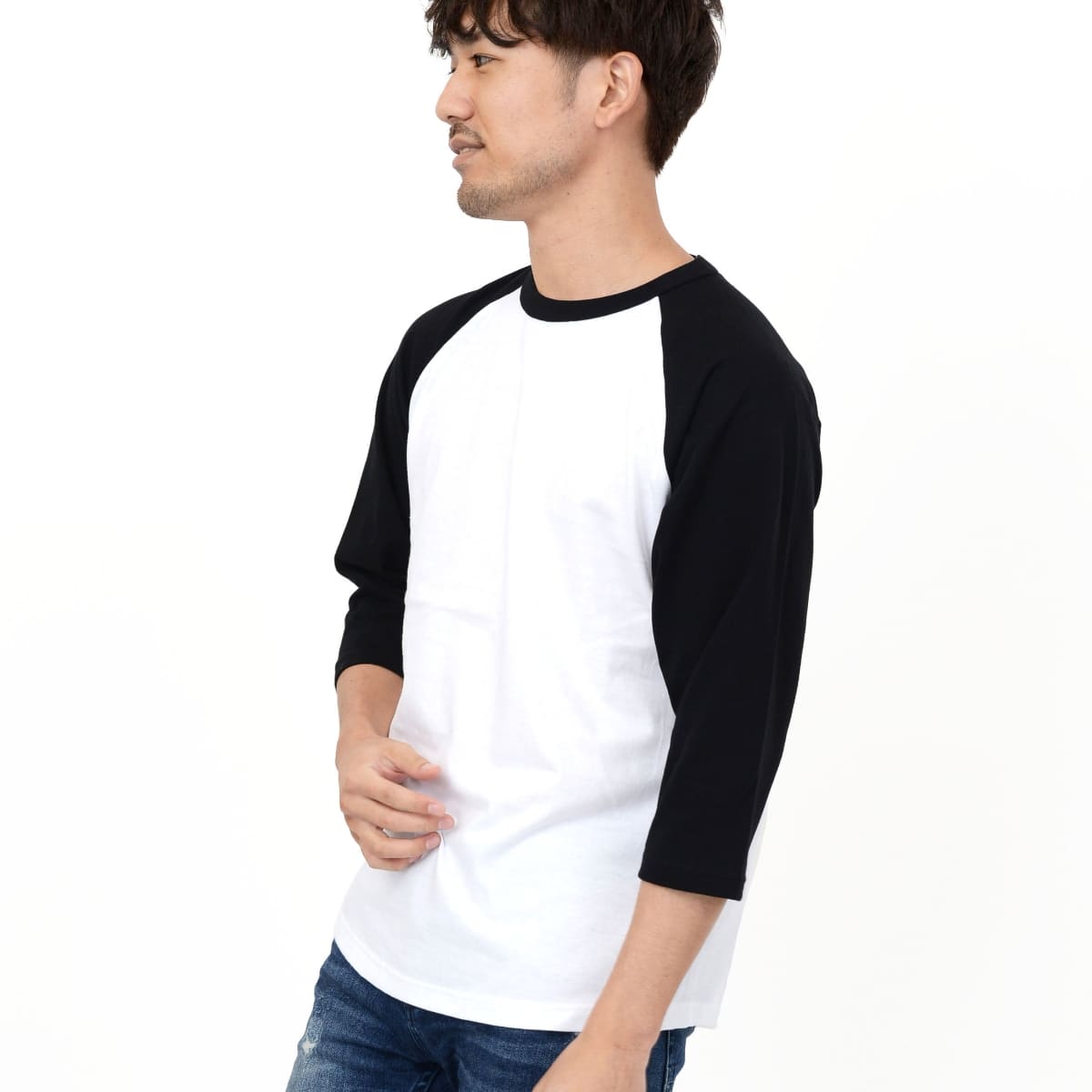 5.6オンス ラグラン3/4スリーブ Tシャツ | メンズ | 1枚 | 5045-01 | ホワイト/ネイビー