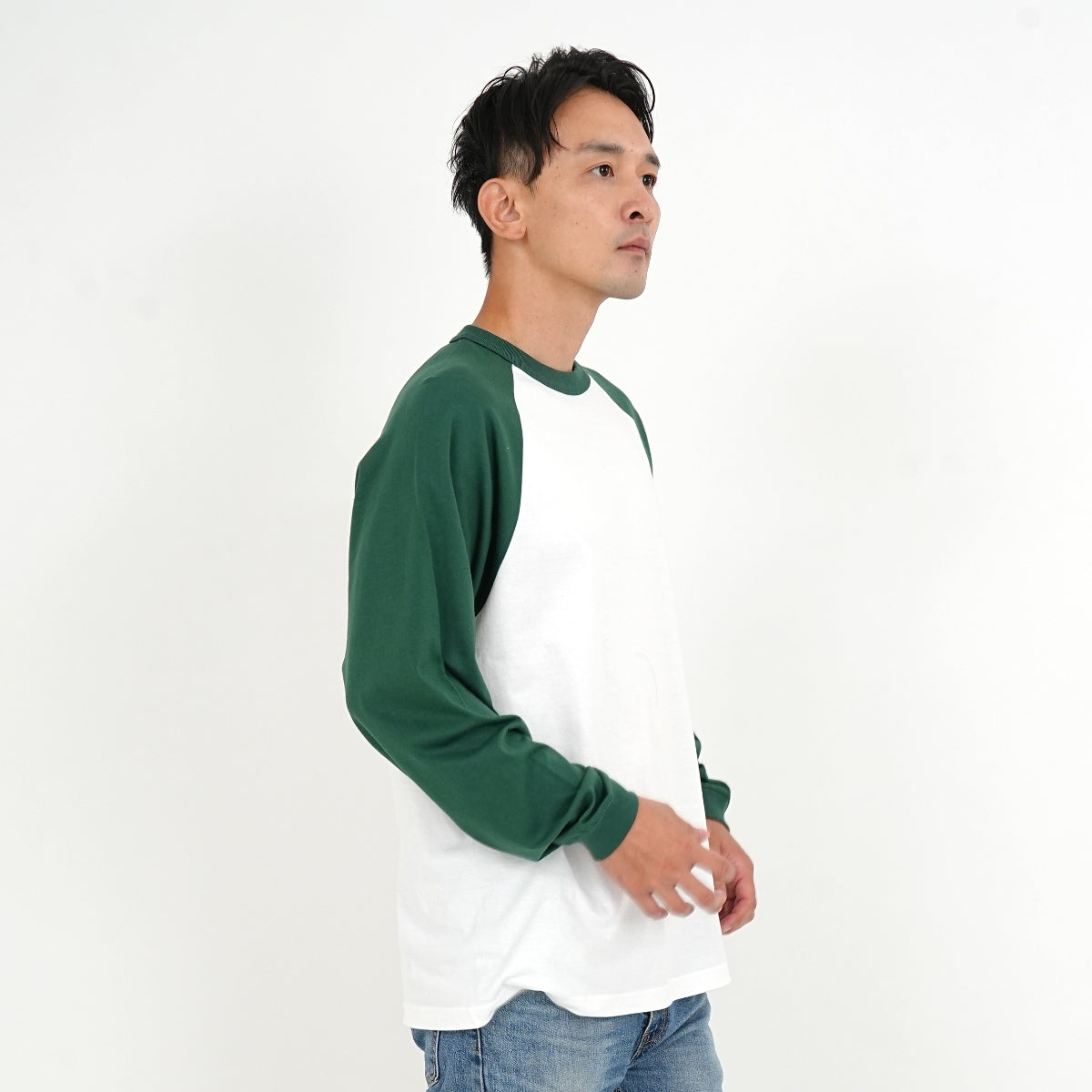6308【美品】ブリーフィング　ハーフジップラグランTシャツ　長袖　ブラック KUUUPY tシャツ Drape Piping Half Zip T-Shirt - ドレープパイピング
