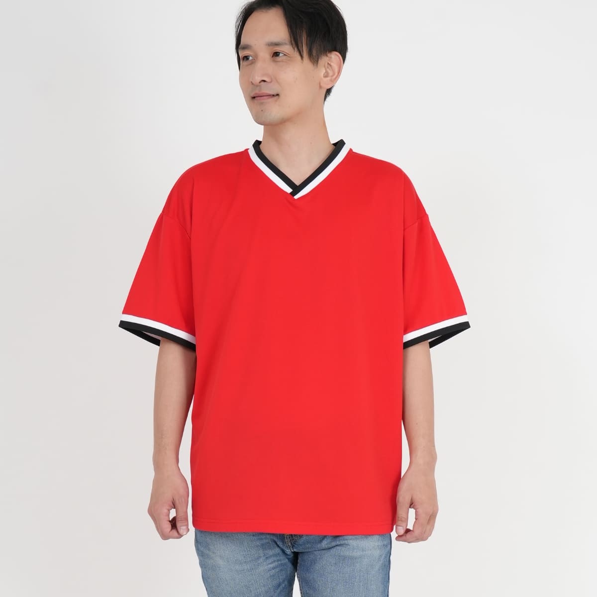 4.1オンス ドライアスレチック ルーズフィット ラインリブ Tシャツ