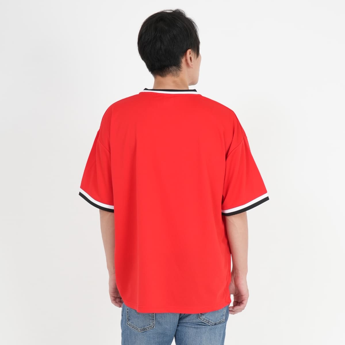 4.1オンス ドライアスレチック ルーズフィット ラインリブ Tシャツ | メンズ | 1枚 | 5927-01 | レッド/ホワイト/ブラック