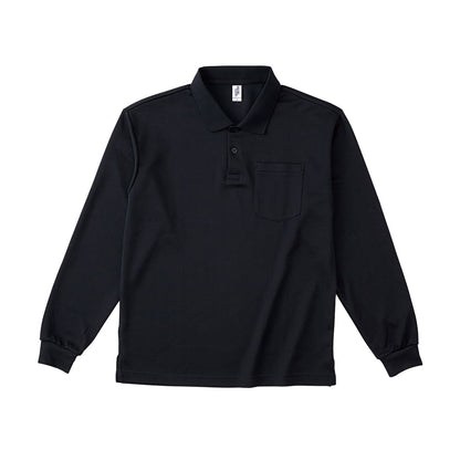 ポケット付き 長袖アクティブ ポロシャツ | メンズ | 1枚 | APL-269 | ブラック