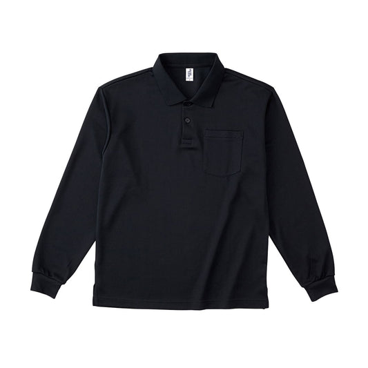 ポケット付き 長袖アクティブ ポロシャツ | メンズ | 1枚 | APL-269 | ブラック