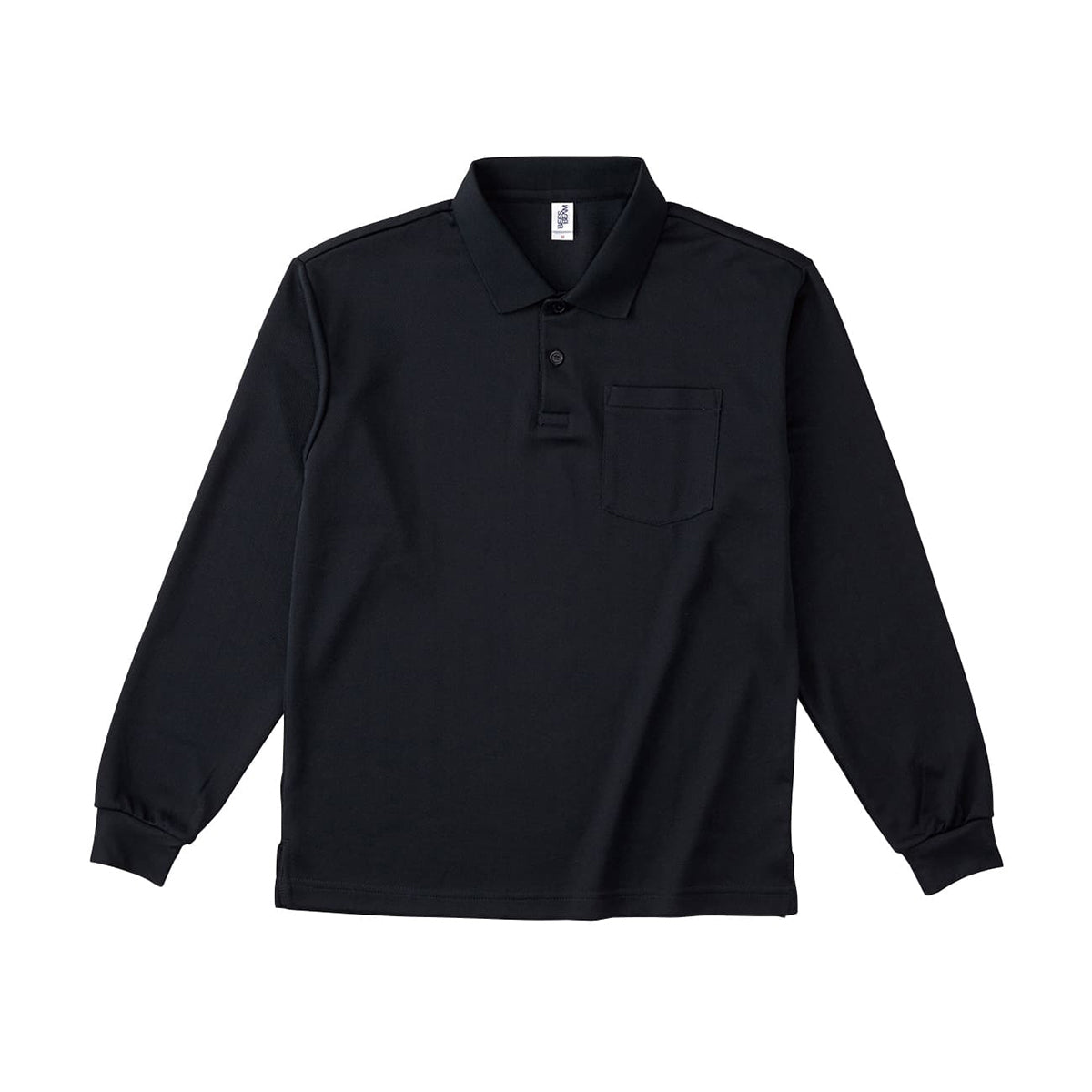 ポケット付き 長袖アクティブ ポロシャツ | ビッグサイズ | 1枚 | APL-269 | ブラック