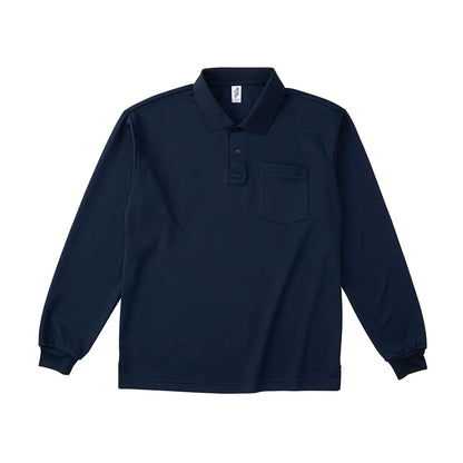 ポケット付き 長袖アクティブ ポロシャツ | ビッグサイズ | 1枚 | APL-269 | ネイビー