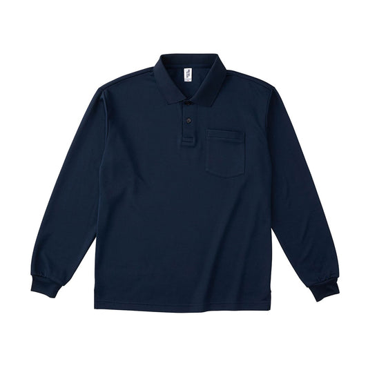 ポケット付き 長袖アクティブ ポロシャツ | メンズ | 1枚 | APL-269 | ネイビー