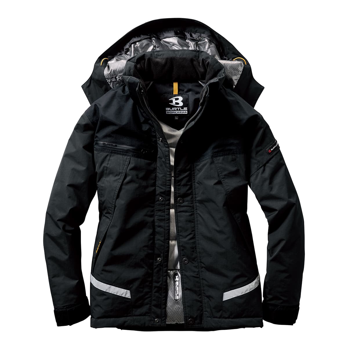 防水防寒ジャケット（大型フード付き）（ユニセックス）［7610シリーズ］ | 作業着 | 1枚 | 7610 | ブラック