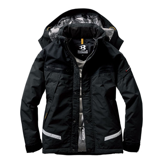 防水防寒ジャケット（大型フード付き）（ユニセックス）［7610シリーズ］ | 作業着 | 1枚 | 7610 | ブラック