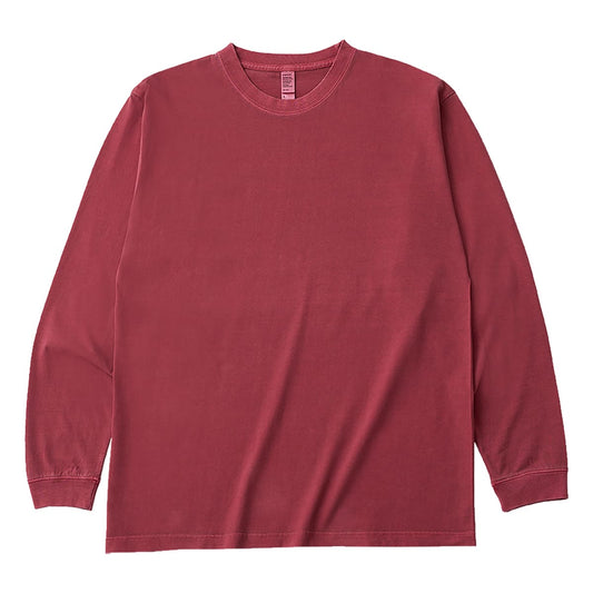 6.6オンス ロングスリーブガーメントダイTシャツ（1.6インチリブ） | メンズ | 1枚 | DF1201D | ヴィンテージレッド