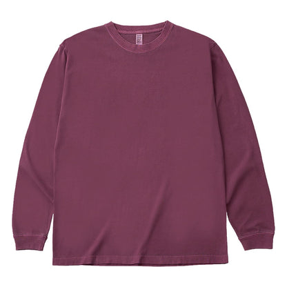 6.6オンス ロングスリーブガーメントダイTシャツ（1.6インチリブ） | ビッグサイズ | 1枚 | DF1201D | ヴィンテージパープル