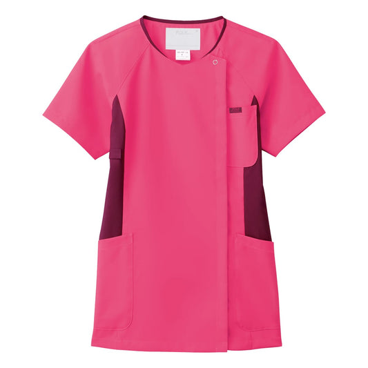 レディスジップスクラブ | 医療介護ユニフォーム | 1枚 | 7014SC | チェリーピンク×バーガンディ
