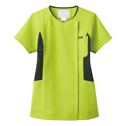 レディスジップスクラブ | 医療介護ユニフォーム | 1枚 | 7014SC | ライム×モスグリーン