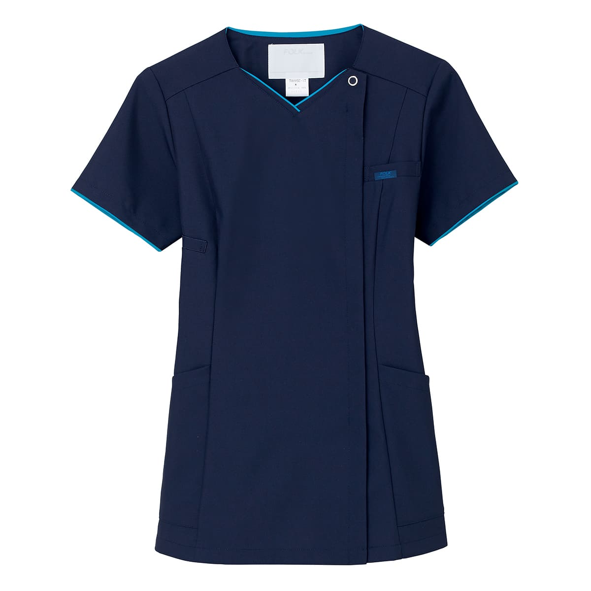 レディスジップスクラブ | 医療介護ユニフォーム | 1枚 | 7022SC | ダークネイビー×ターコイズ