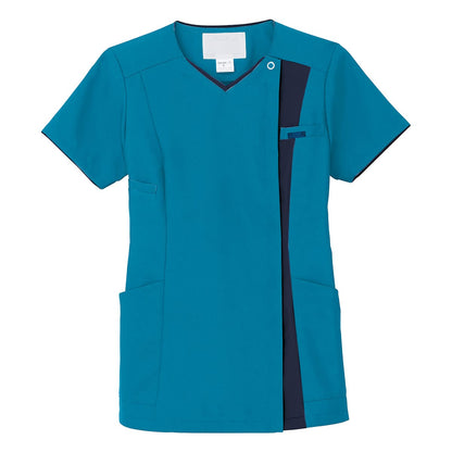 レディスジップスクラブ | 医療介護ユニフォーム | 1枚 | 7023SC | ターコイズ×ダークネイビー