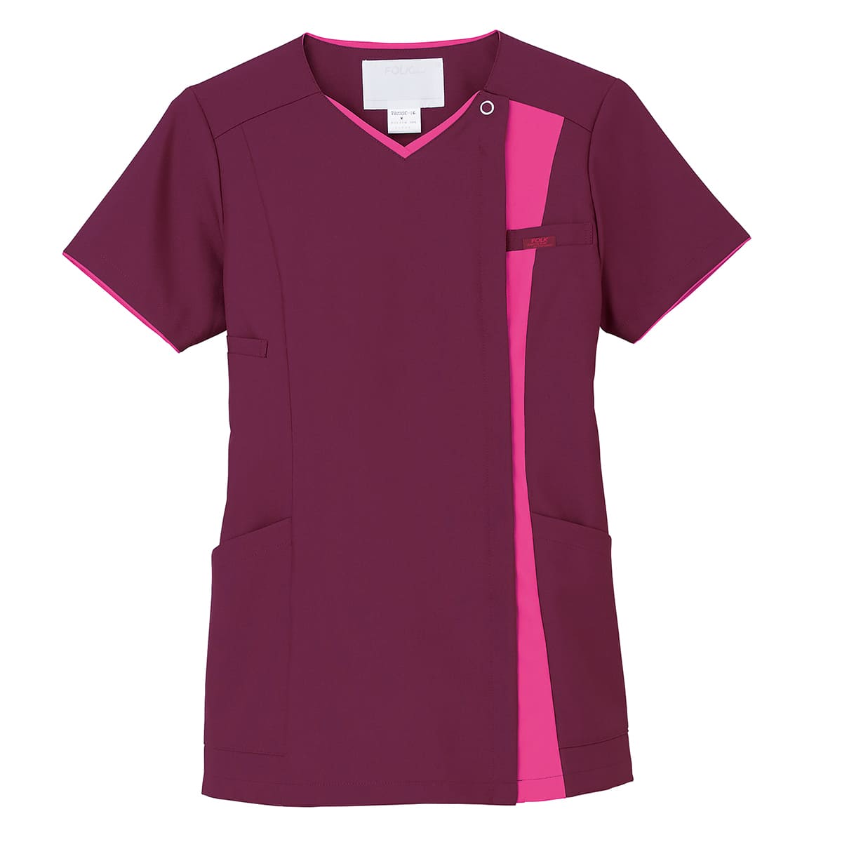 レディスジップスクラブ | 医療介護ユニフォーム | 1枚 | 7023SC | バーガンディ×チェリーピンク