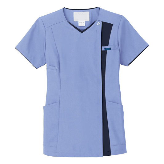 レディスジップスクラブ | 医療介護ユニフォーム | 1枚 | 7023SC | サックス×ダークネイビー