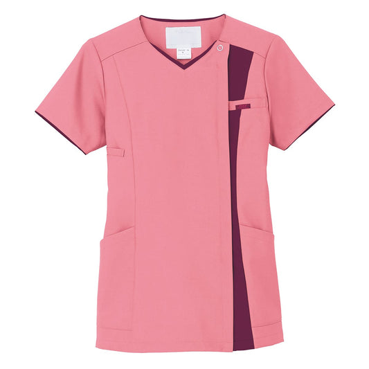 レディスジップスクラブ | 医療介護ユニフォーム | 1枚 | 7023SC | ピンク×バーガンディ