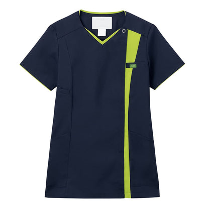 レディスジップスクラブ | 医療介護ユニフォーム | 1枚 | 7023SC | ダークネイビー×ライム
