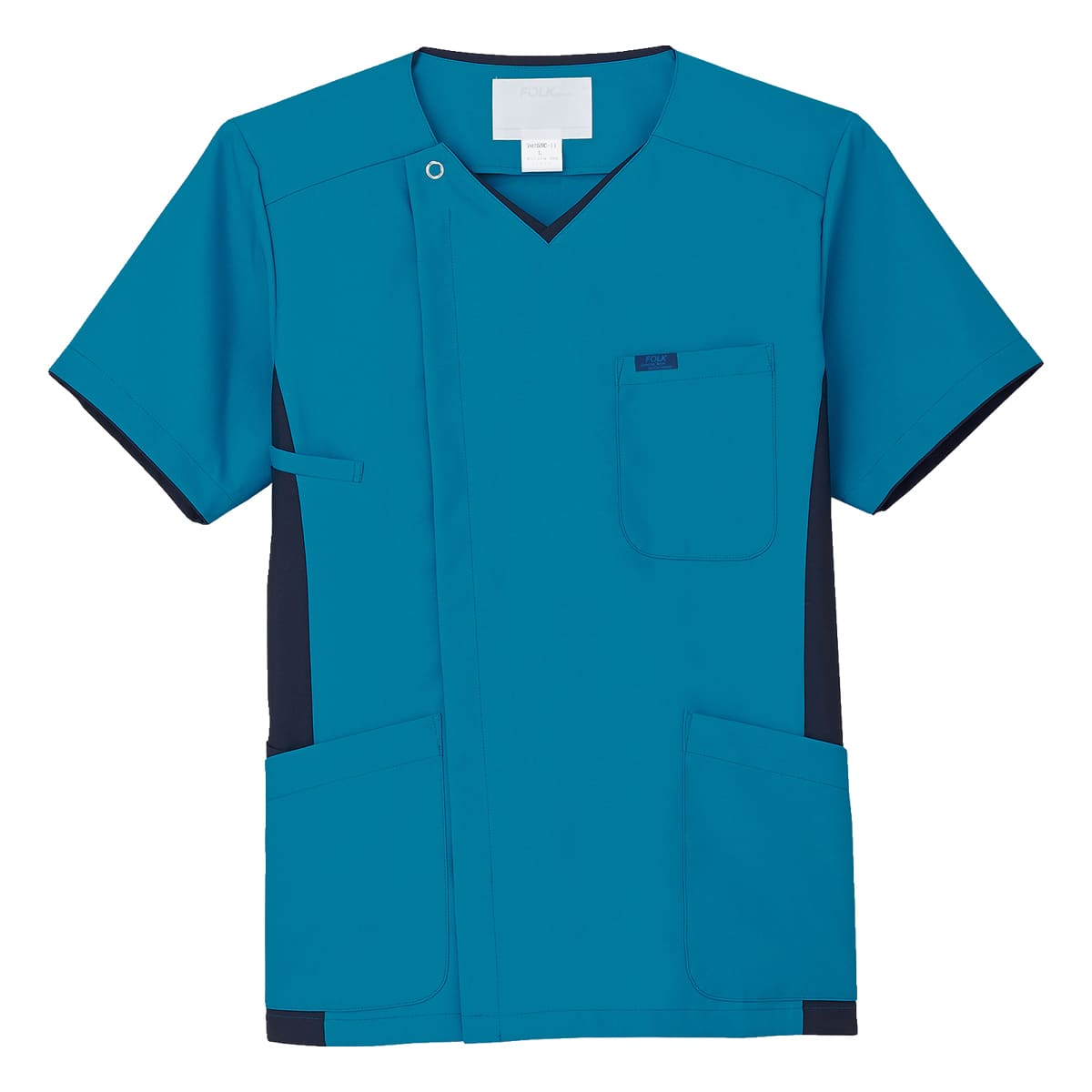 メンズジップスクラブ | 医療介護ユニフォーム | 1枚 | 7025SC | ターコイズ×ダークネイビー