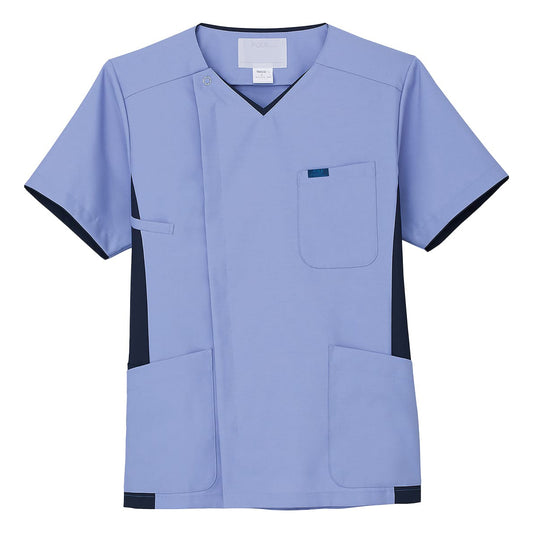 メンズジップスクラブ | 医療介護ユニフォーム | 1枚 | 7025SC | サックス×ダークネイビー