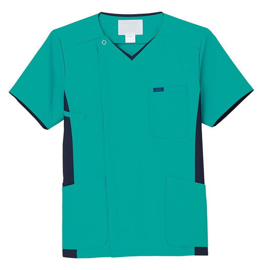 メンズジップスクラブ | 医療介護ユニフォーム | 1枚 | 7025SC | エムグリーン×ダークネイビー