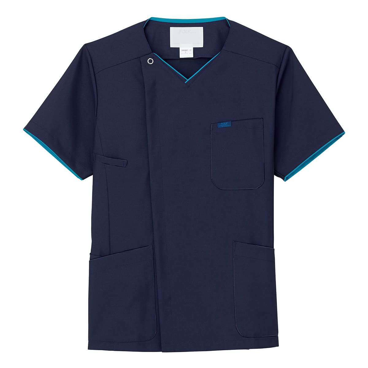 メンズジップスクラブ | 医療介護ユニフォーム | 1枚 | 7028SC | ダークネイビー×ターコイズ