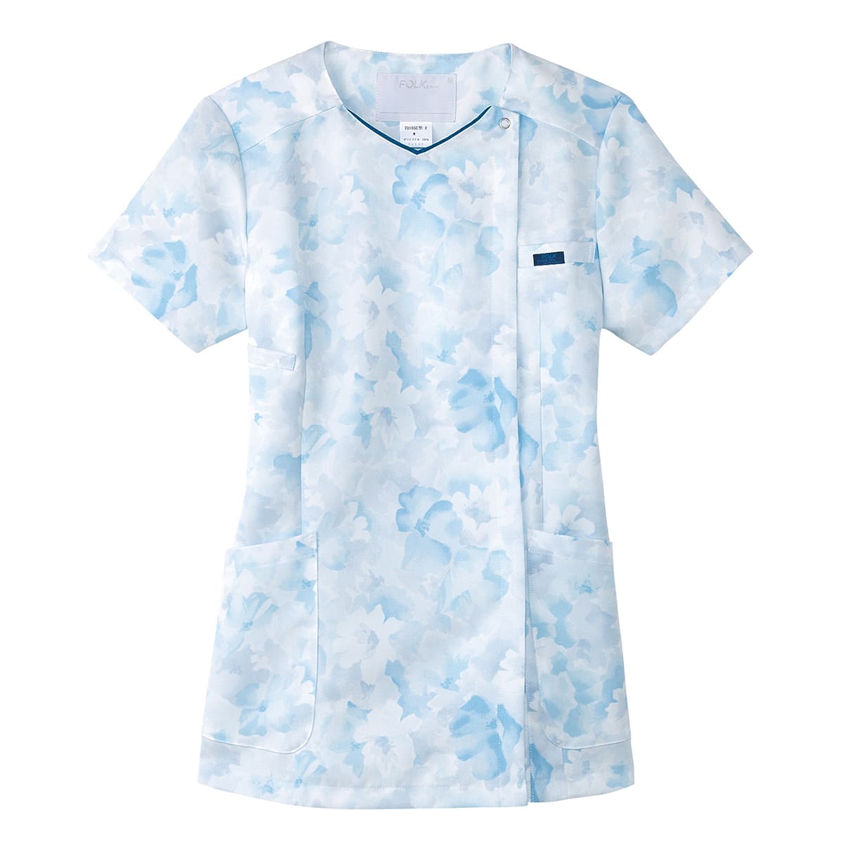 花柄ジップスクラブ | 医療介護ユニフォーム | 1枚 | 7034SC | ブルー