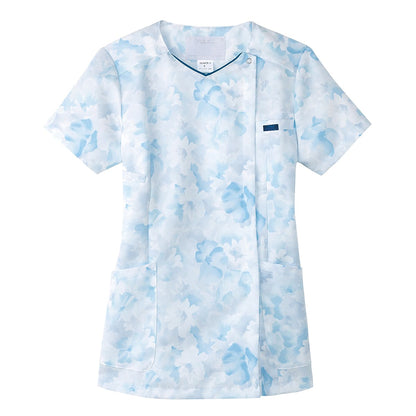 花柄ジップスクラブ | 医療介護ユニフォーム | 1枚 | 7034SC | ブルー