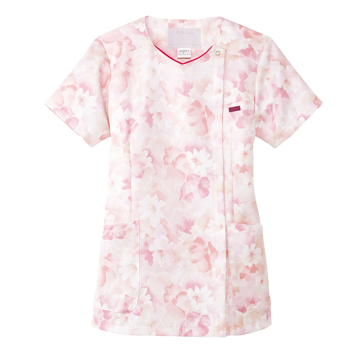 花柄ジップスクラブ | 医療介護ユニフォーム | 1枚 | 7034SC | ピンク
