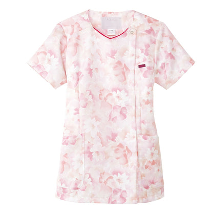花柄ジップスクラブ | 医療介護ユニフォーム | 1枚 | 7034SC | ピンク