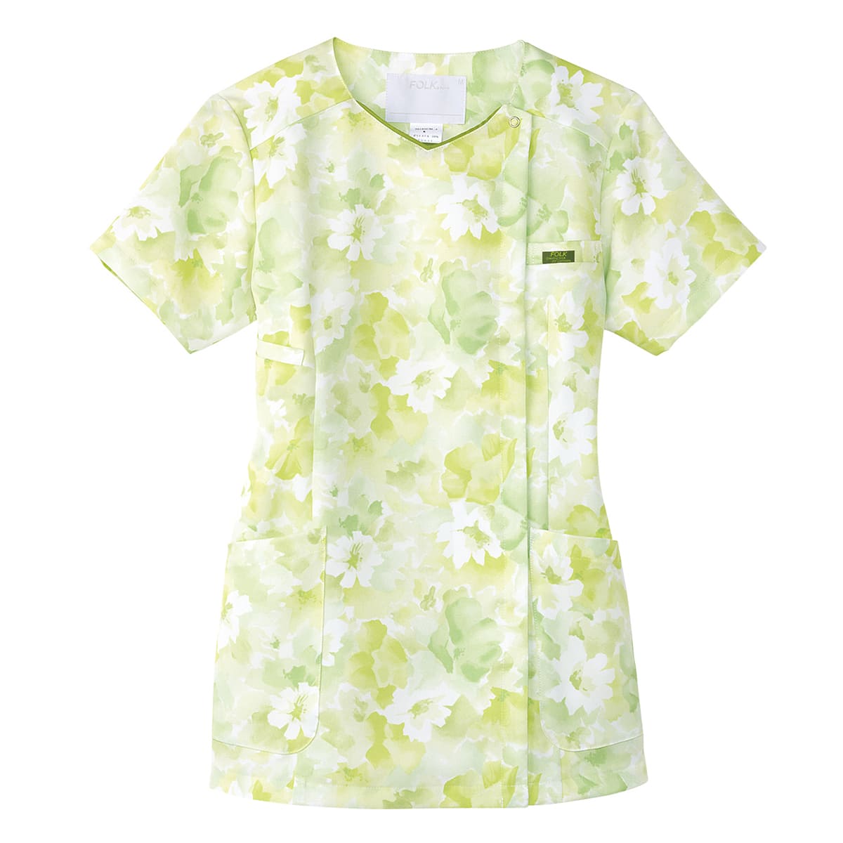 花柄ジップスクラブ | 医療介護ユニフォーム | 1枚 | 7034SC | グリーン