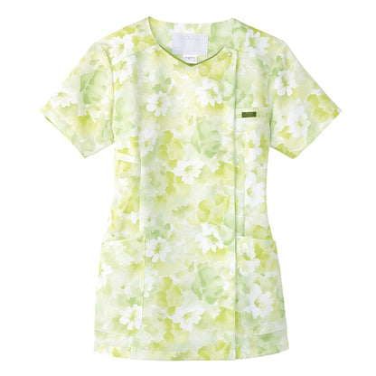 花柄ジップスクラブ | 医療介護ユニフォーム | 1枚 | 7034SC | グリーン